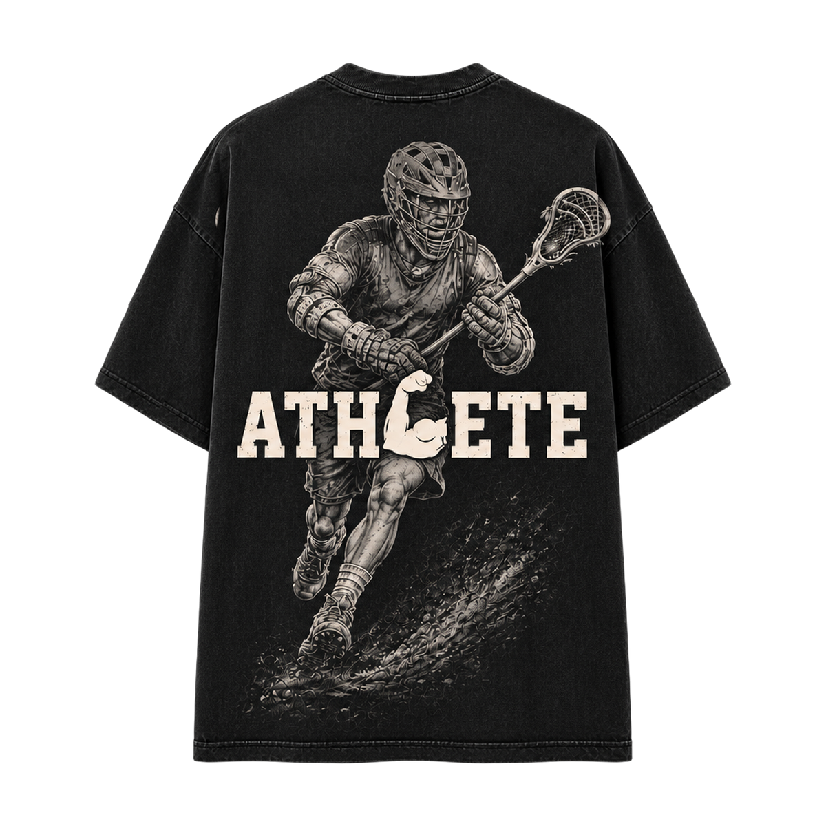 ATHLETE Lacrosse vintage black tee back