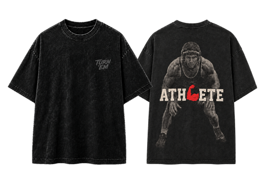ATHLETE Wrestling vintage black tee front and back