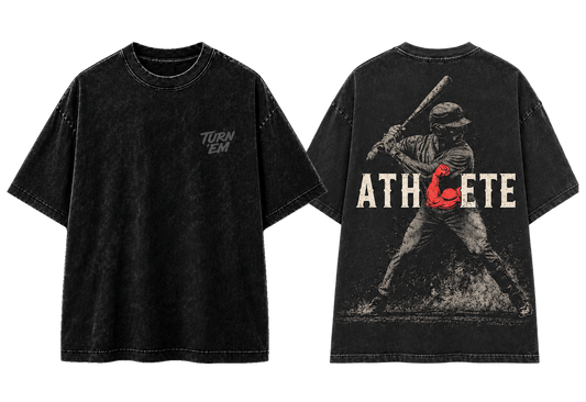 ATHLETE Baseball vintage black tee front and back