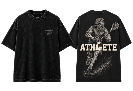 ATHLETE Lacrosse vintage black tee front and back